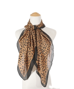 Leopard Print Silk Fashion Scarf SF400061 TAN